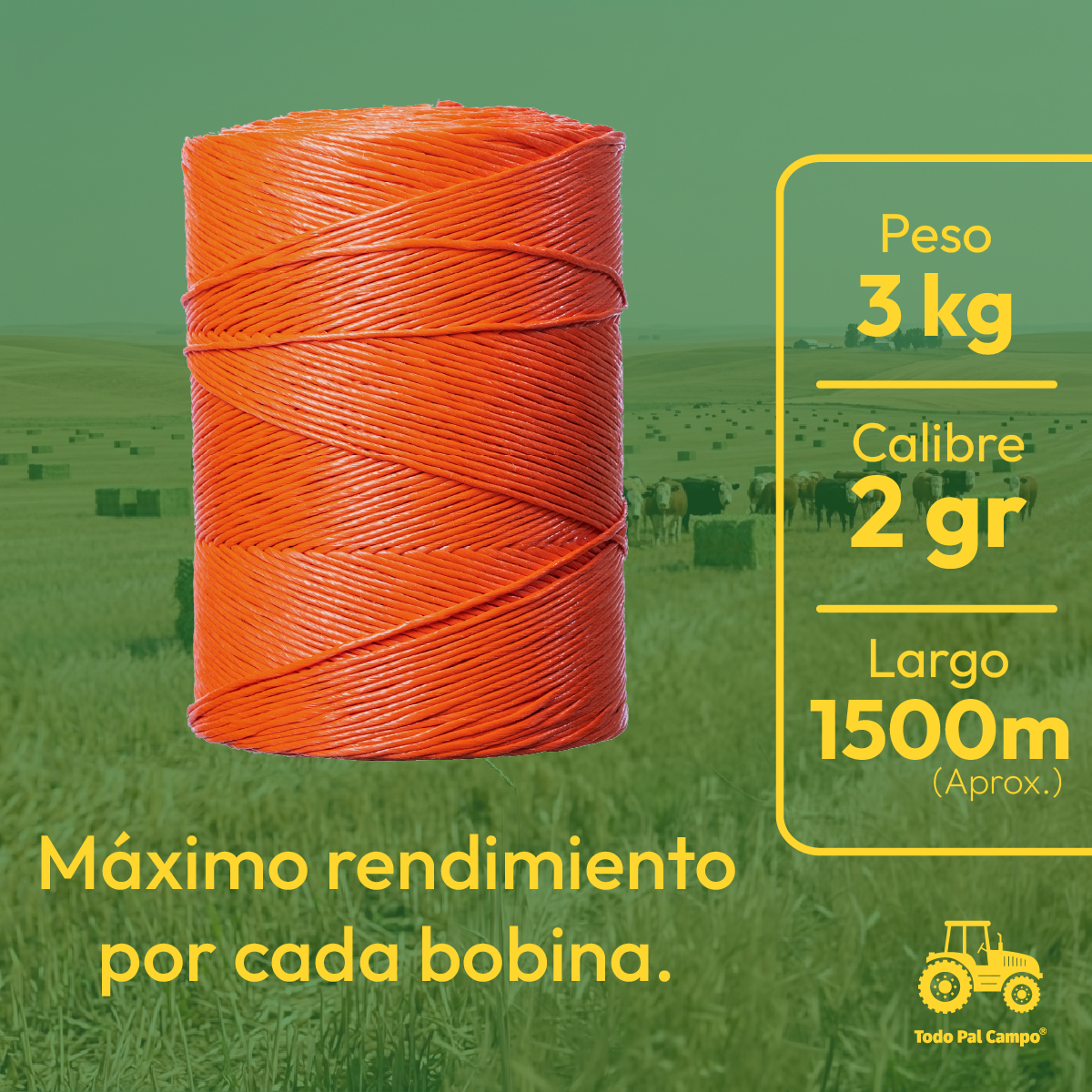 1 Pz Rafia Naranja Uv Fibrilada Cal. 2 Gr Bobina Con 2.5kg
