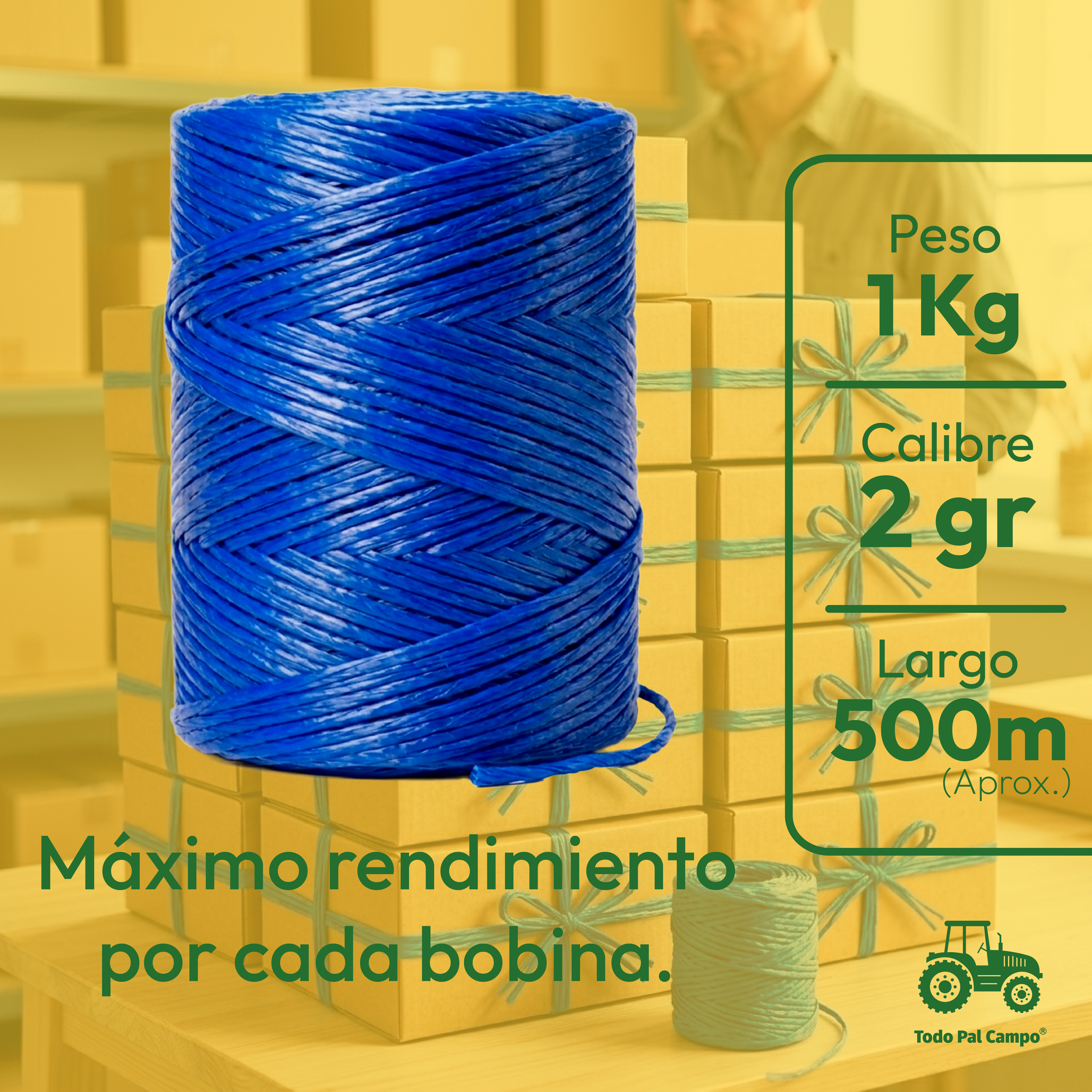 Rafia Fibrilada Color Azul 1kg Hilo Manualidades Cal. 2