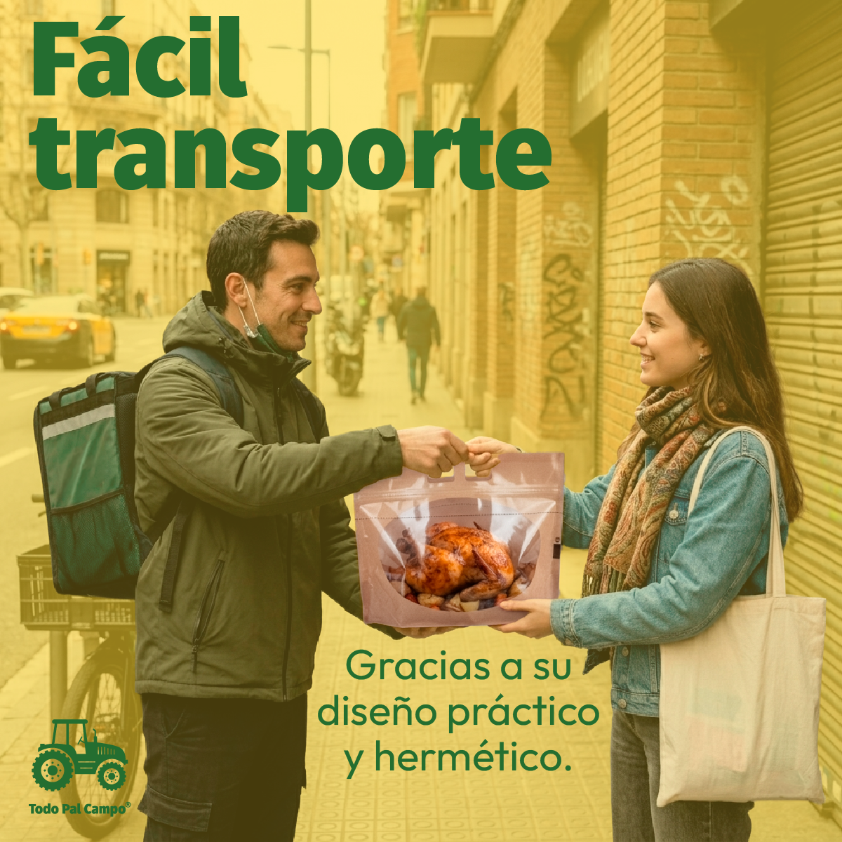 50pz Bolsa Plato Para Uber Rappi Color Kraft