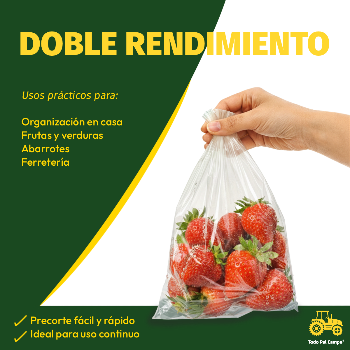 3 Pack Rollo Bolsa Plástico 20x30 Cm | 1964 Pzs | Cap. 2 Kg