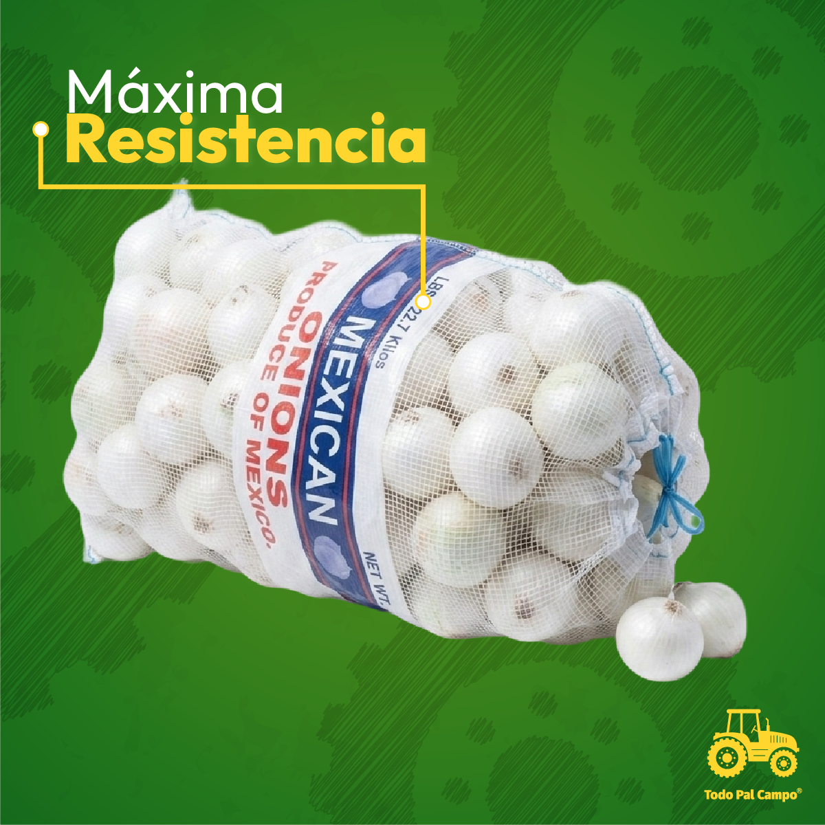 Arpilla Blanca Mexican Onion Con Jareta 47x75cm Pack 10 Pzs
