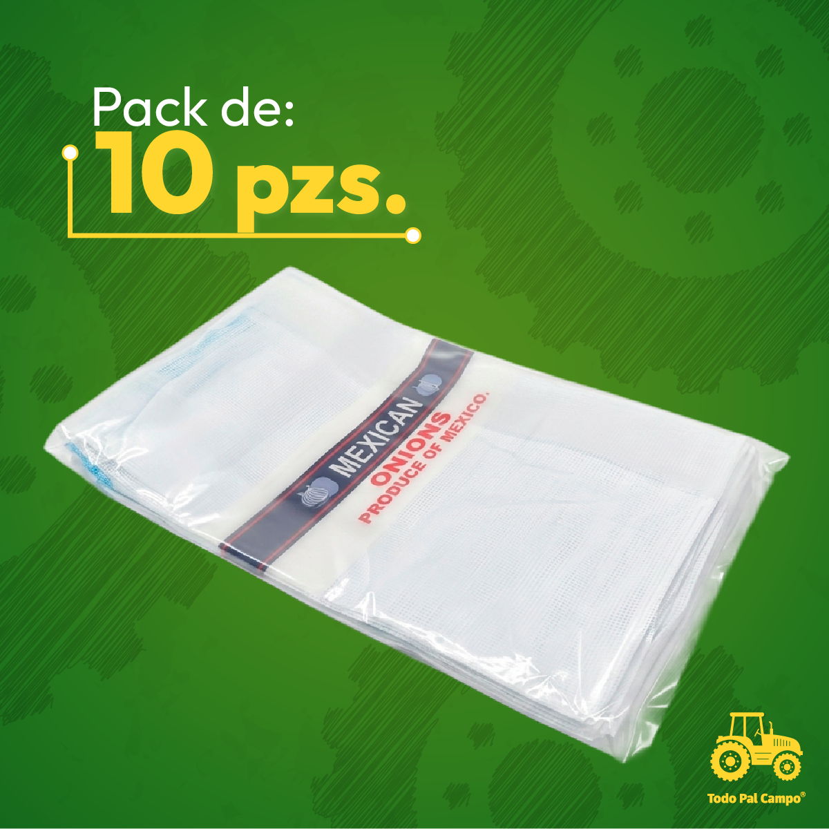 Arpilla Blanca Mexican Onion Con Jareta 47x75cm Pack 10 Pzs