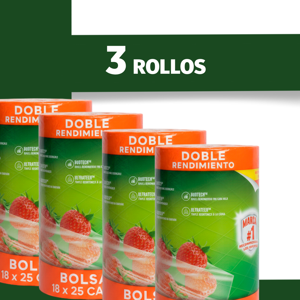 3 Pack Rollo Bolsa Baja Densidad 18x25 Cm | 2191 Pzs |1.5 Kg
