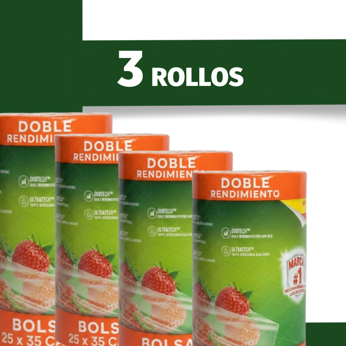 3 Rollos Bolsa Plástica 25x35 Transparente C 500pzas Cal 50