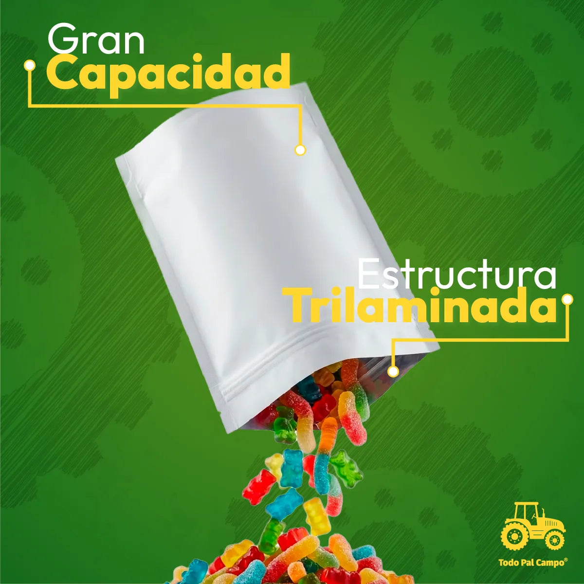 Bolsa Stand Up Pouch Blanca Trilaminada 500gr