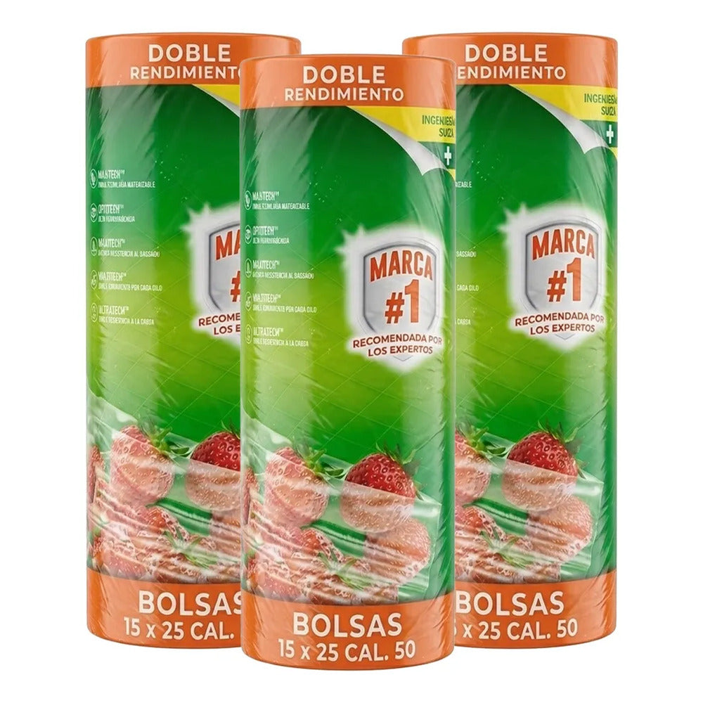 3 Pack Rollo De Bolsa Punteada 500 Pzas 15x25 Para Abarrotes