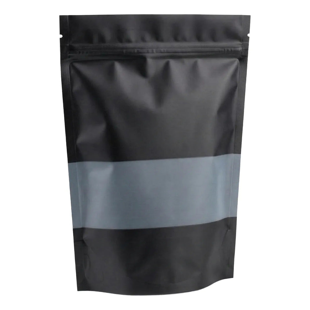 100 Bolsa Stand Up Pouch Negro Mate Ventana 250g Con Zipper
