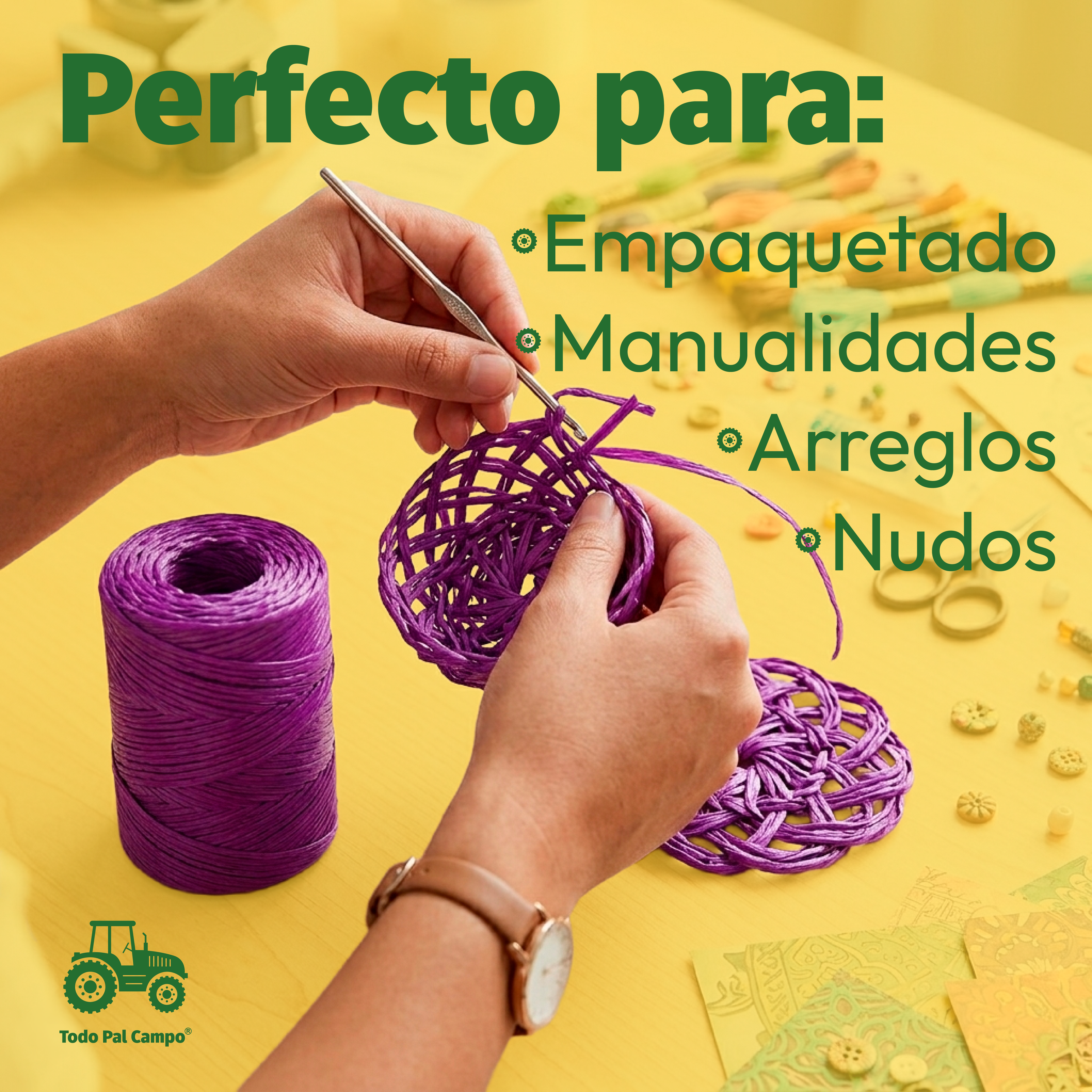 Rafia Fibrilada de Polipropileno Morado de 1 kg para Agricultura