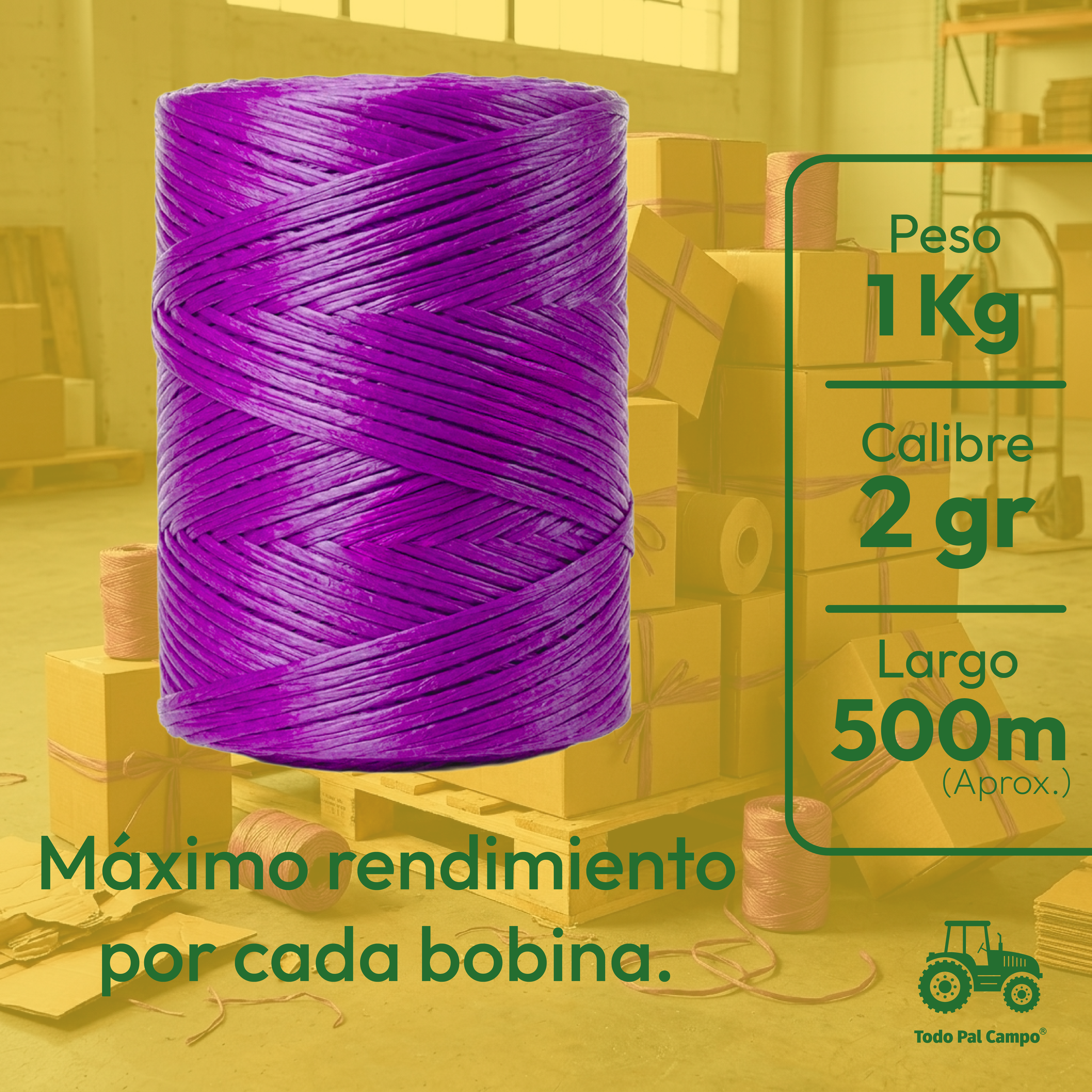 Rafia Fibrilada de Polipropileno Morado de 1 kg para Agricultura