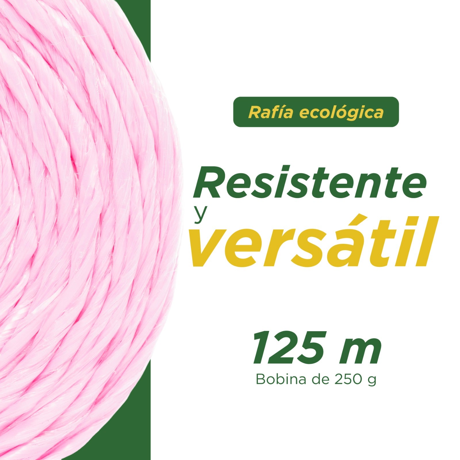 1 Pz Rafia Fibrilada 250 Gramos Rosa Calibre 2gr Reforzada Rosa