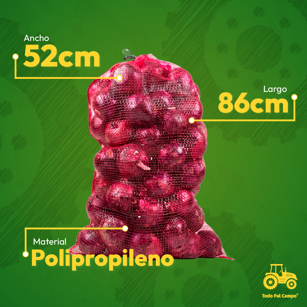 Arpilla De Malla Color Rojo Cereza 52x86cm Pack 10 Pzas