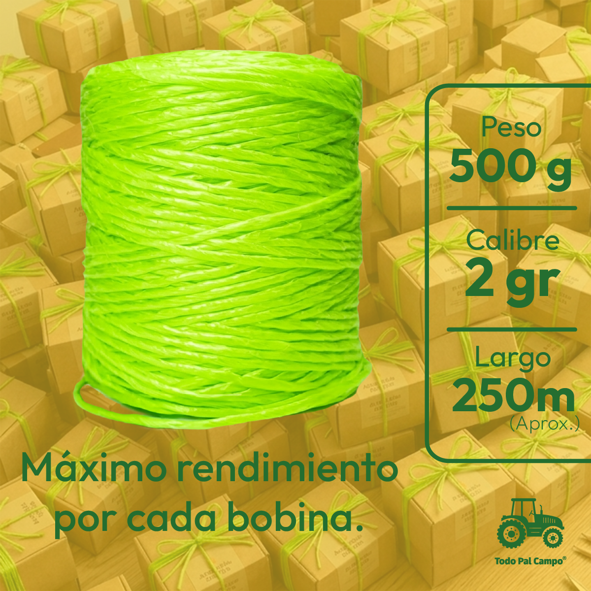 1 Rafia Fibrilada P/empaque 500g Verde Neón Verde Neon