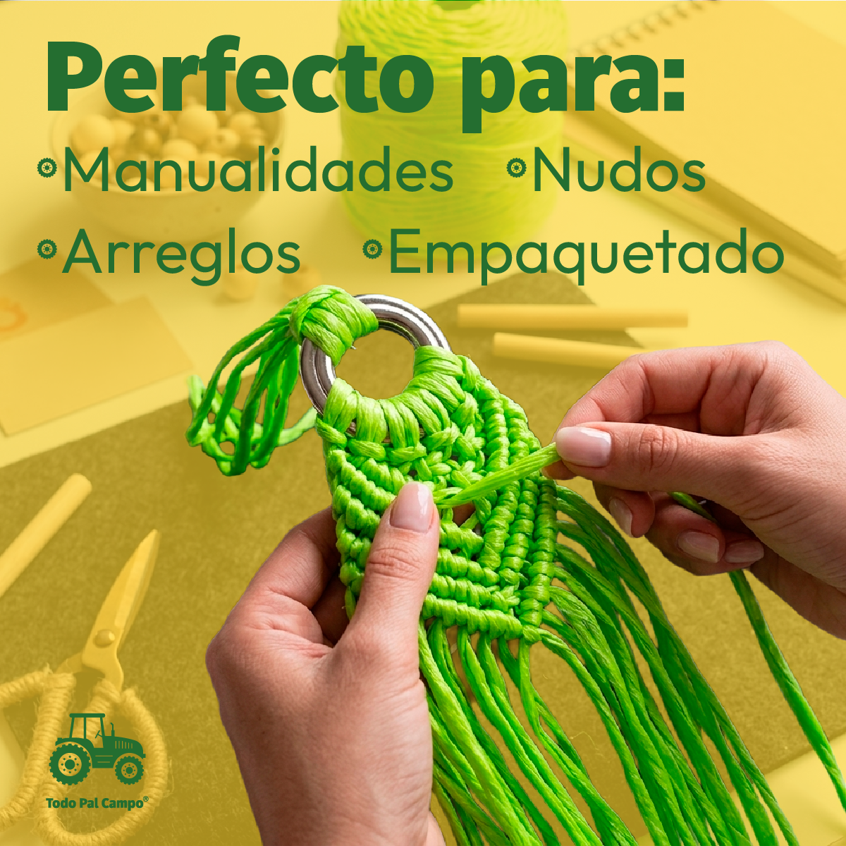 1 Rafia Fibrilada P/empaque 500g Verde Neón Verde Neon