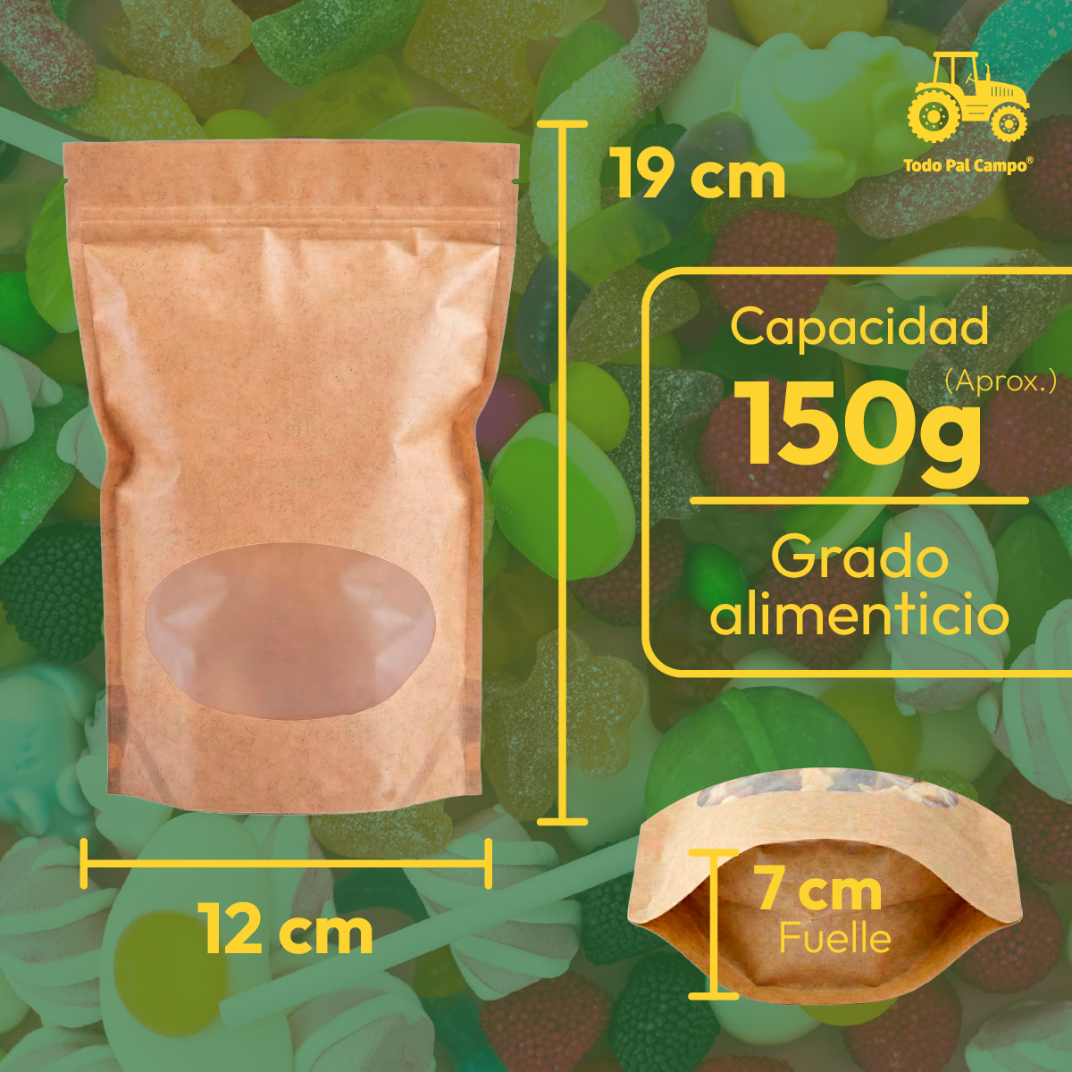 Bolsa Stand Up Pouch Color Kraft - Cap. 150 gr